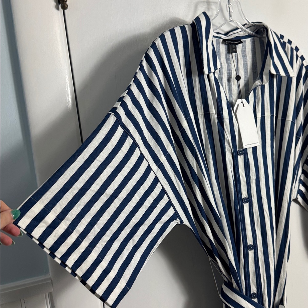 NWT Universal Standard Plaza Linen Shirt Dress Blue and White Stripe Size Small - Picture 4 of 10